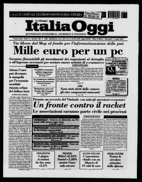 Italia oggi : quotidiano di economia finanza e politica